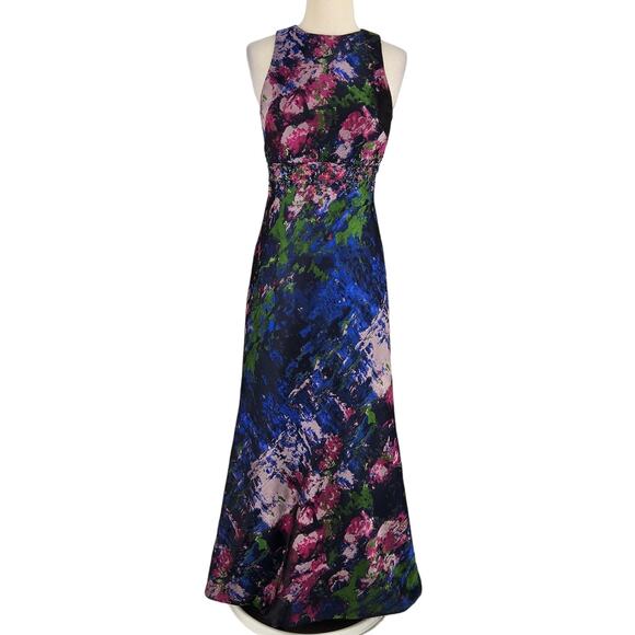 Carmen Marc Valvo Infusion Jacquard Tapestry Gown Abstract Print Size 4 - Picture 4 of 13